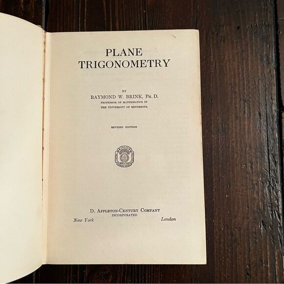 Plane Trigonometry by Raymond Brink (1940) - Picture 2 of 7